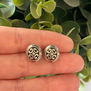 Brighton Betsey Silver Tone Swirl Mini Post Stud Earrings